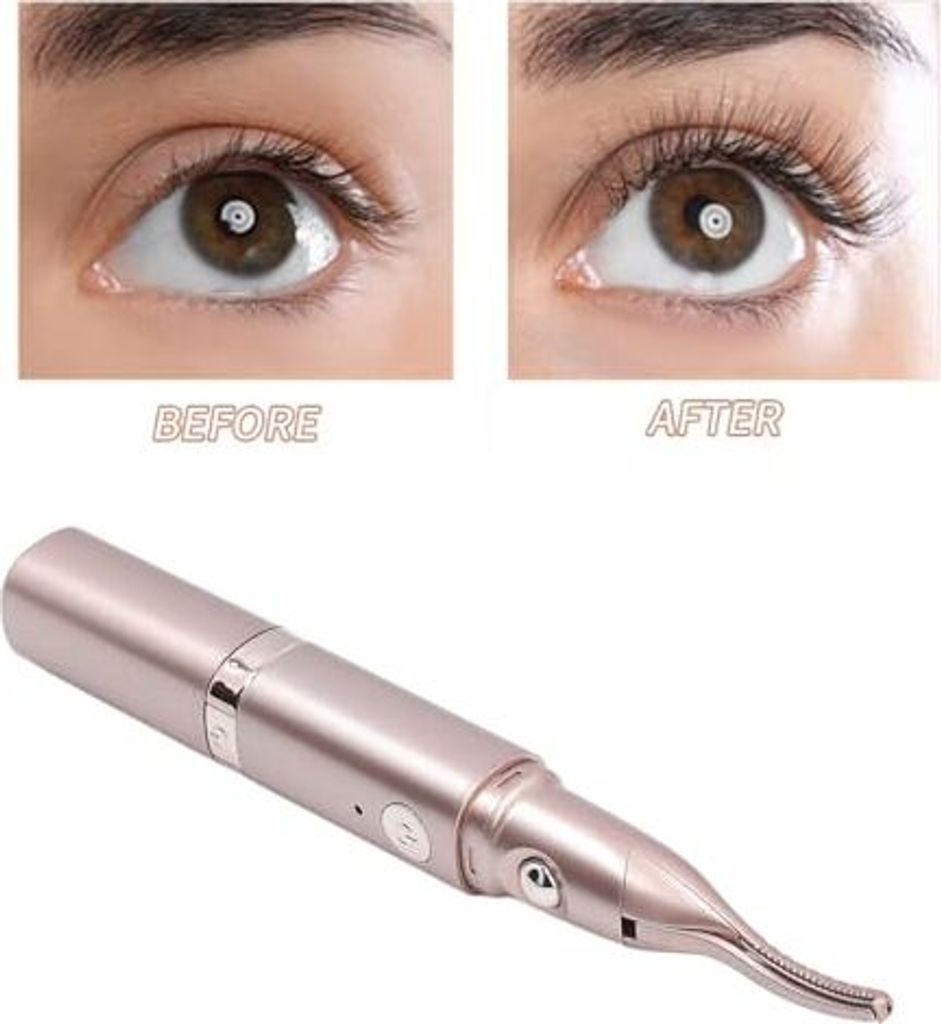 Electric beheizte Wimpern Heller Hand gehalten 2 in 1 langlebigem Styling Augenbrauen Trimmer Make -up -Werkzeug Reisen nach Hause (Gold)
