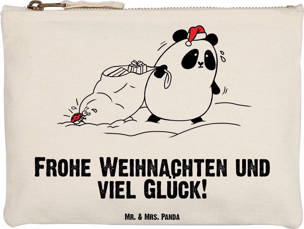 Mr. & Mrs. Panda Schulmäppchen Panda Weihnachten Grösse XL Große - Weiß - Geschenk, Kulturbeutel, Kulturtasche, Etui, Kosmetikbeutel, Schminkta...