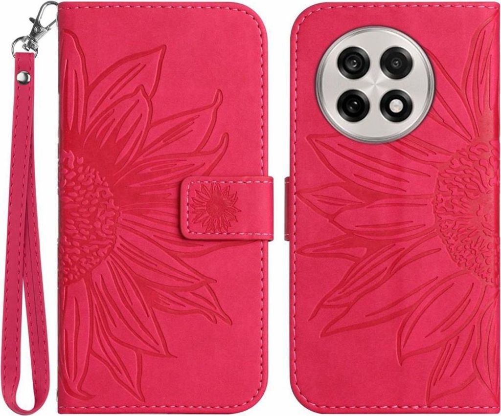 OnePlus 13R Hülle - Coverup Sonnenblume Klapphülle mit Schlüsselband - Rosa