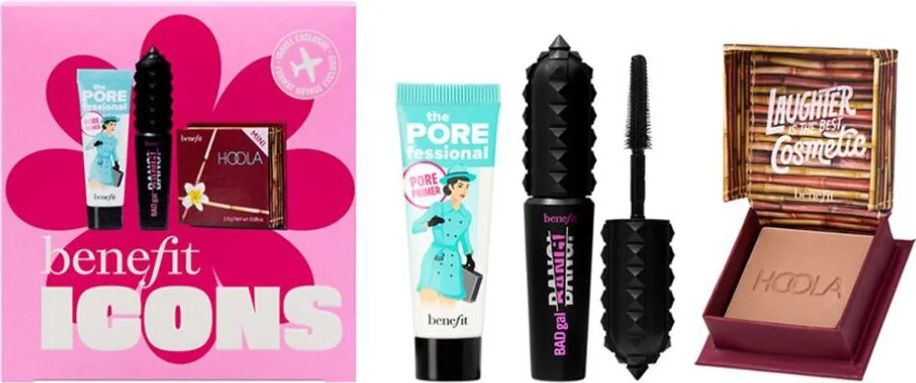 Set Maquillage de Voyage Benefit Icons pour Teint Zéro Défaut et Cils