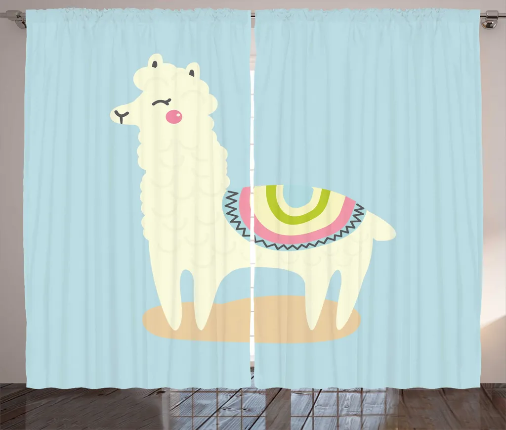 ABAKUHAUS Rideau de Chambre Alpaga Cartoon Multicolore - 280 x 225 cm