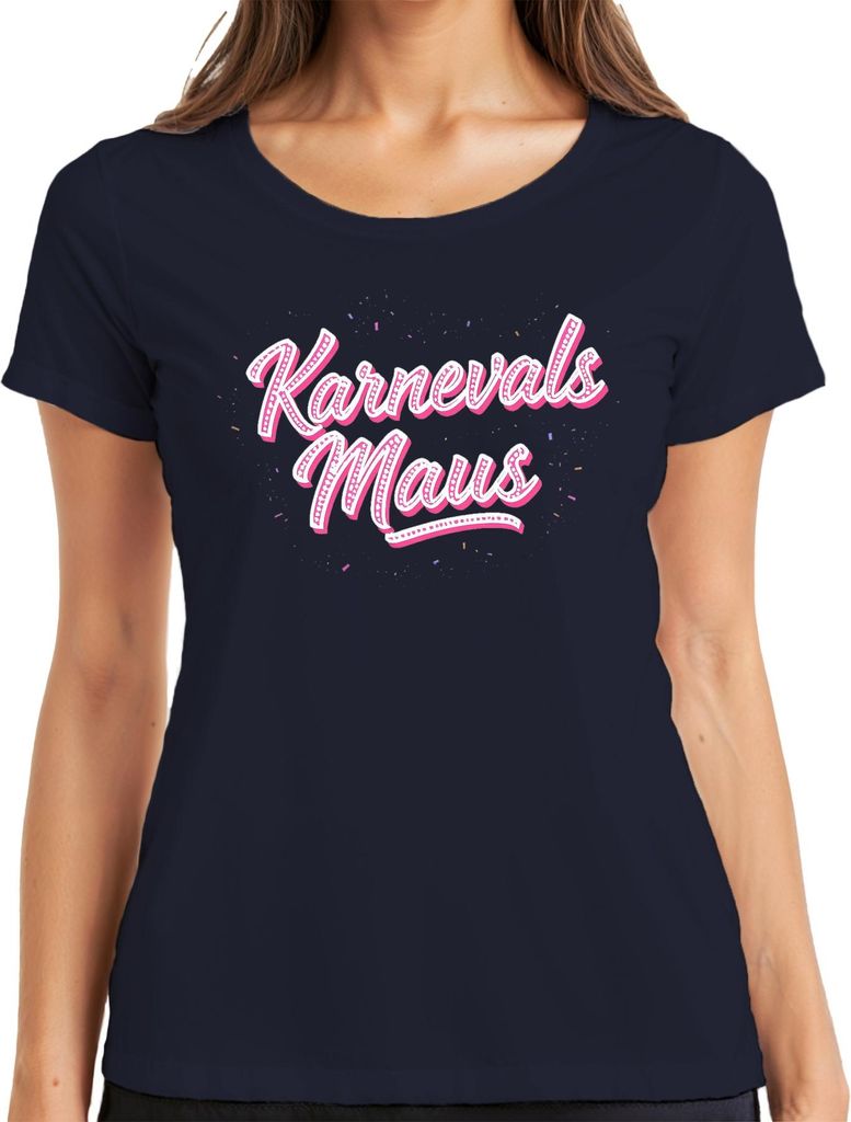 Karnevals Maus Karneval Fasching Konfetti Rosa Niedlich Kostüm Damen T-Shirt, Navy, M