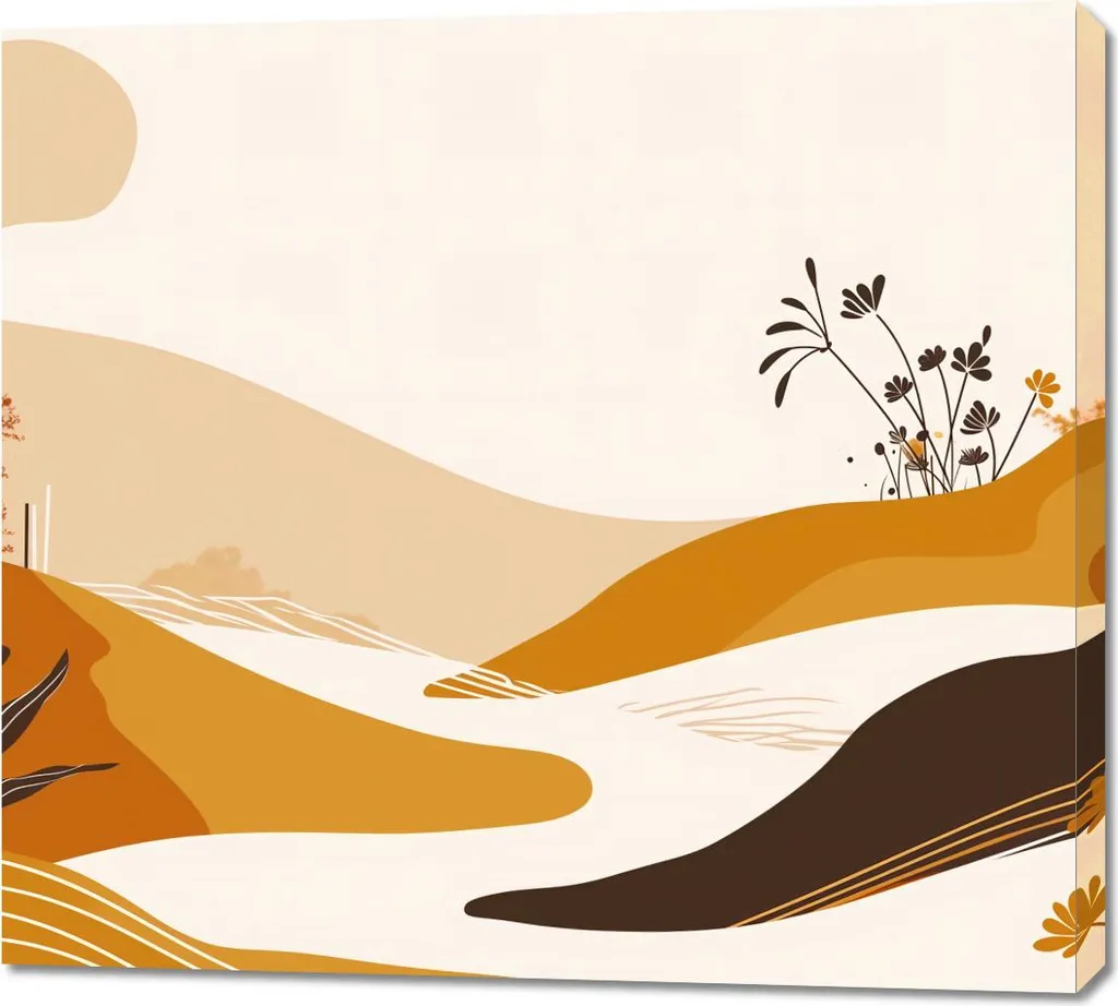 Offerta Quadro Soggiorno 100x90 Boho Moderno - Oro Paesaggio