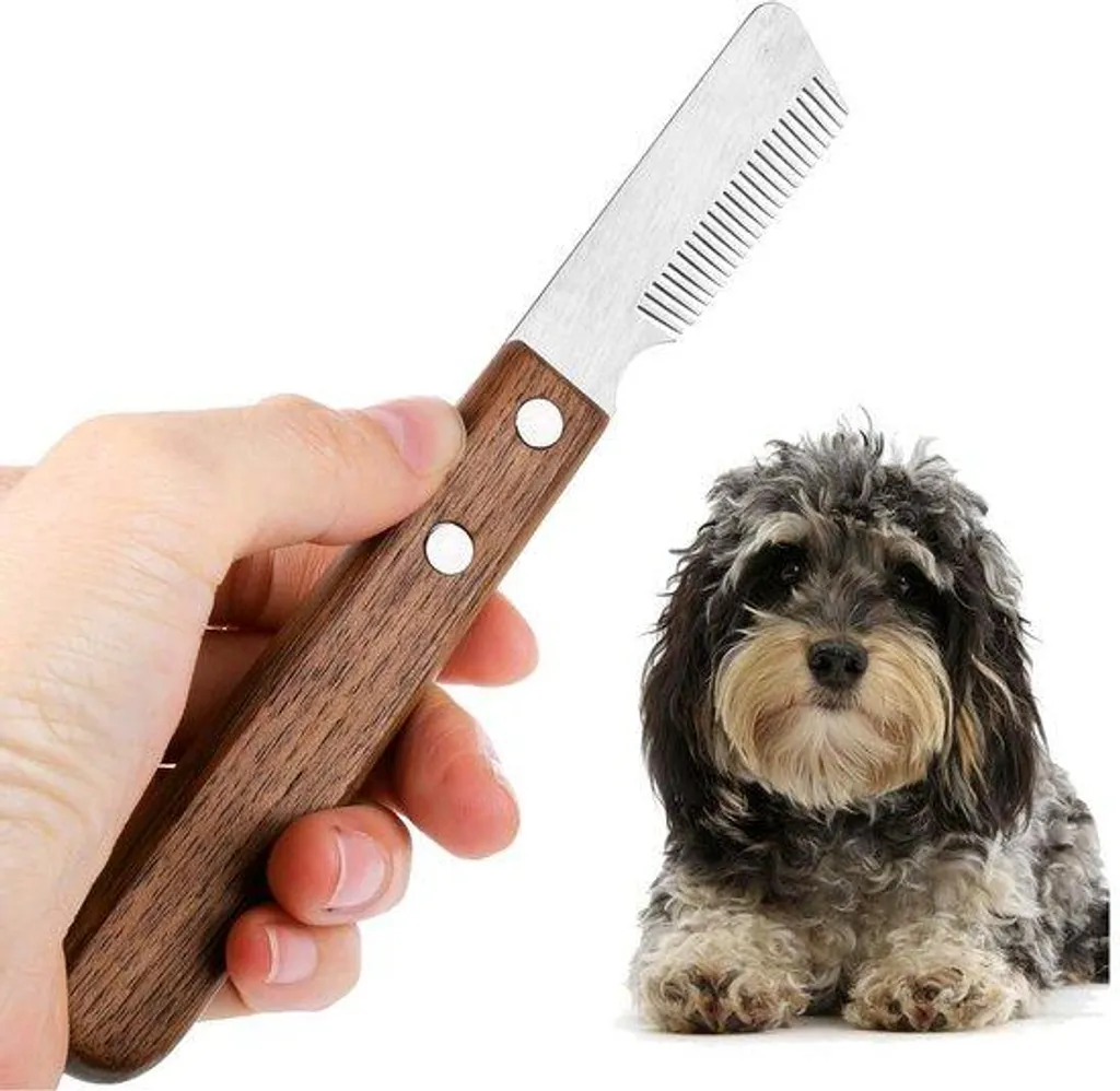Tondeuse chat et chien à manche en bois noble pour coupe du sous-poil