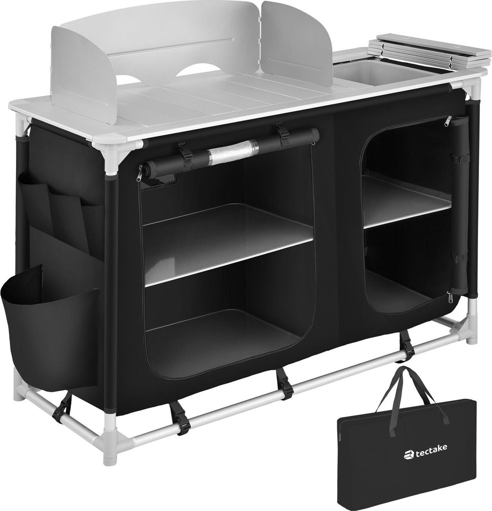 Cuisine de camping en aluminium 116 x 52 x 107 cm - noir Image du produit 