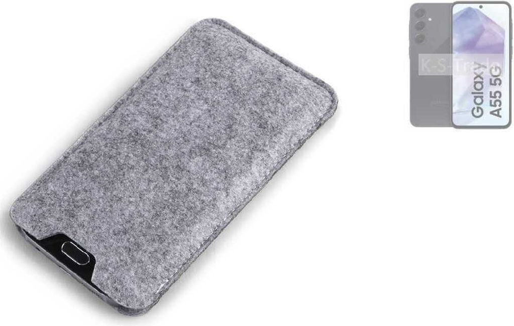 K-S-Trade Filz Handyhülle kompatibel mit Samsung Galaxy A55 5G Schutzhülle Filztasche Filz Tasche Case Sleeve Handy Hülle Filzhülle grau