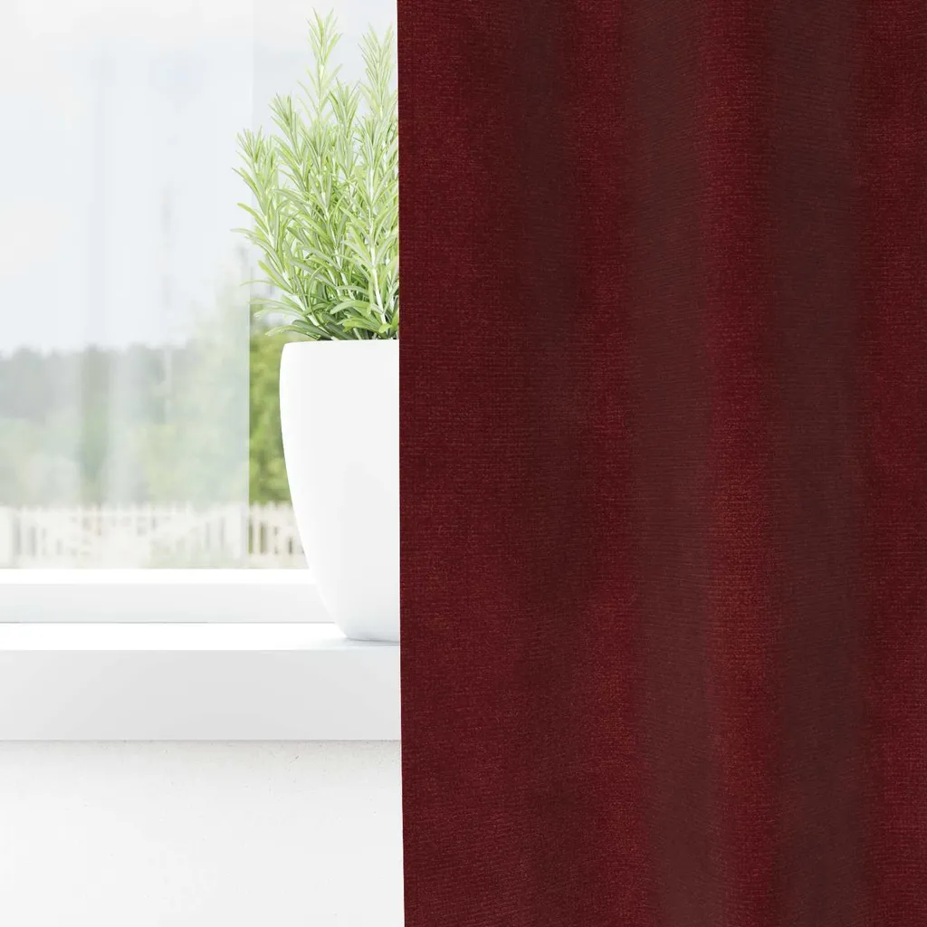 Aersas Tende in lino rosso bordeaux, lunghezza 114 cm, set da 2 pannelli, per cucina, sala da pranzo, occhielli in lino, semi velate, stile bohémien, bar, tende corte lunghe 114 cm, piccola