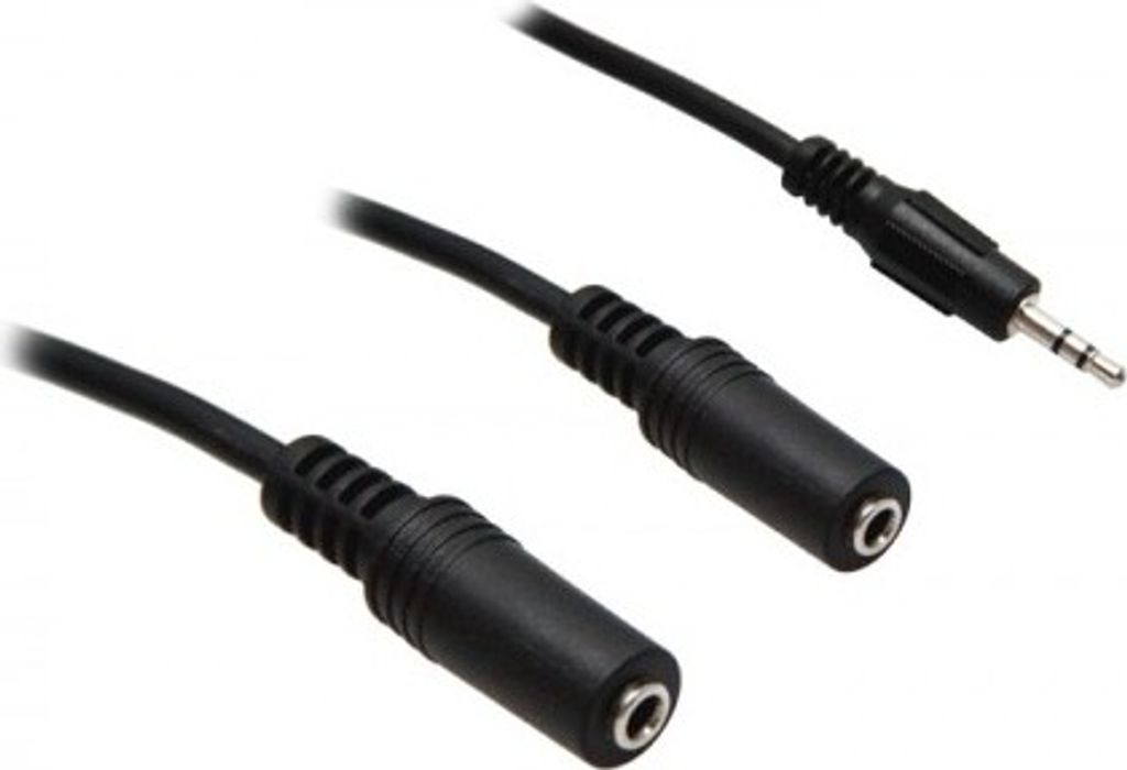 Goobay 3,5 mm Audio Y-förmiges Kabel Adapter, 1x Stecker auf 2x Buchse Mono, 0,2m