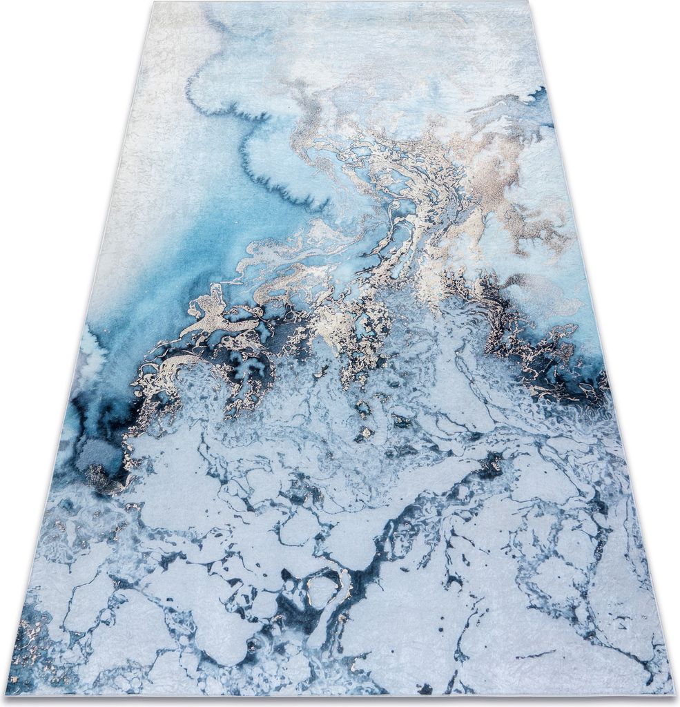 ANDRE 2248 Waschteppich Marmor , Anti-Rutsch - blau Blau 160x220 cm