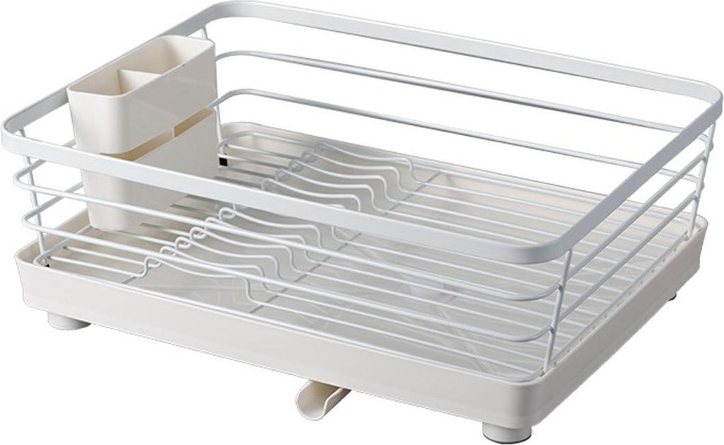 Abtropfgestell Aus Edelstahl Mit Utensilienhalter, Platzsparend Für Küchenarbeitsplatten Und Kleine Küchen