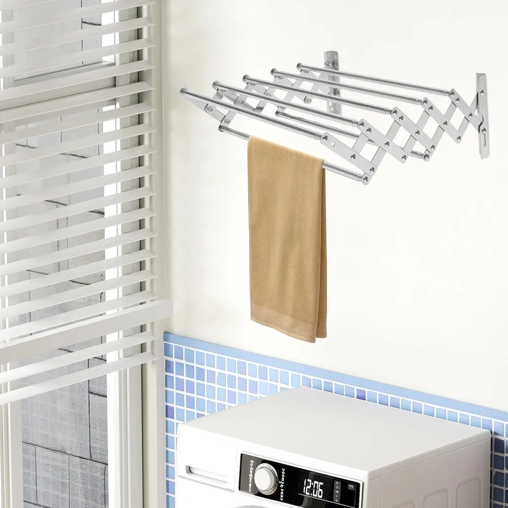 Support de cintres mural télescopique inox gain de place 42-80 cm