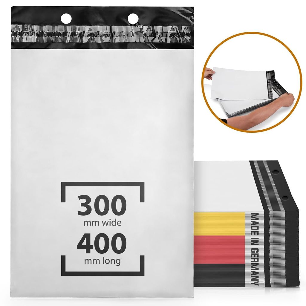 LOGIC PACK Versandbeutel mit Selbstklebeverschluss, Versandtaschen Plastik 30x40cm (100 Stück) Folienversandtaschen für Verpackung