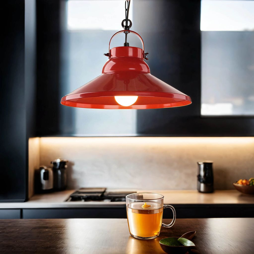 Dekorative Hängeleuchte in Rot Industrie Design 1x E27 bis zu 60 Watt 230V aus Metall, für Küche Esszimmer Pendelleuchte Hängelampe Pendellampe...