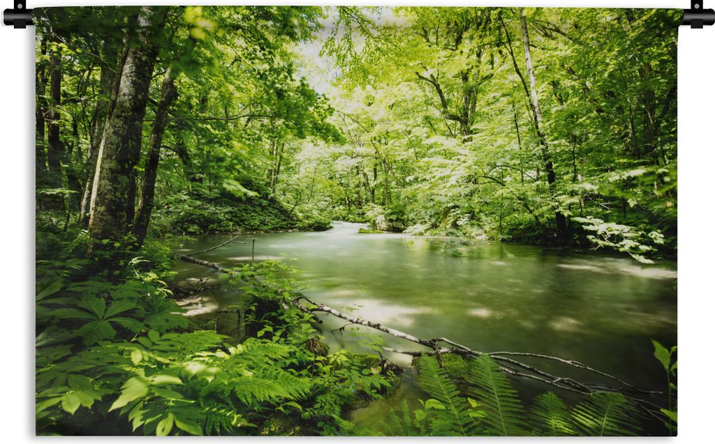MuchoWow Wandteppich Wandbehang Wald - Baum - Wasser 120x80 cm Tapisserie Dekoration Wandtuch - Wanddekorationen - Wandtücher