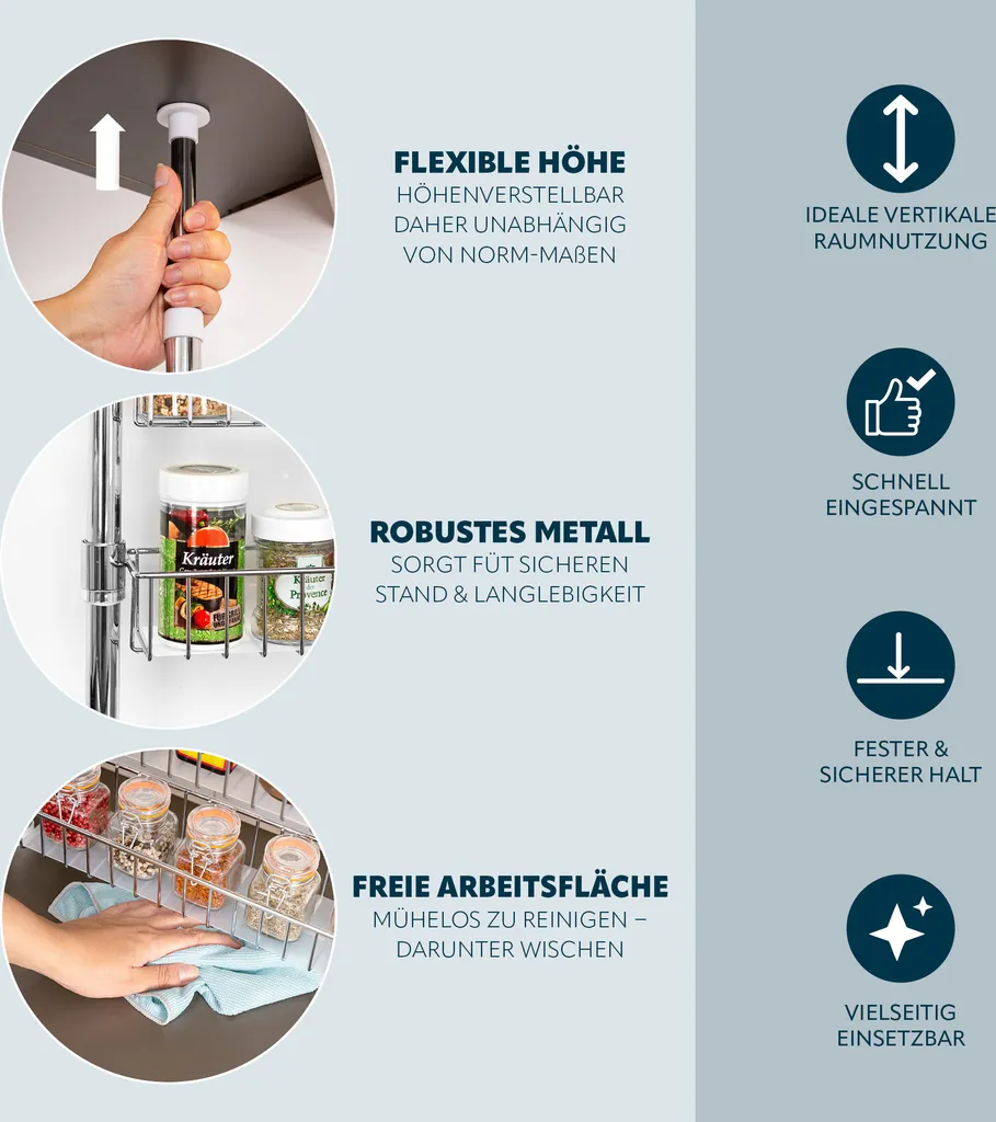 Étagère à épices de cuisine pour optimiser le plan de travail