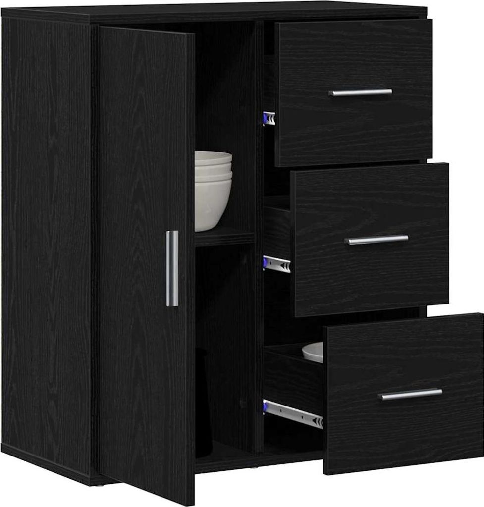 vidaXL Credenza look rovere nero 60 x 31 x 70 cm Materiale Immagine del prodotto 