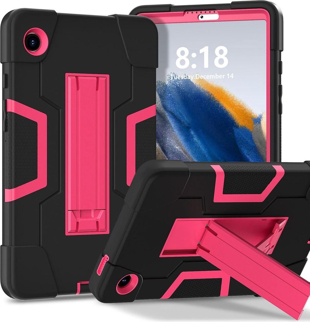 Hybrid Hülle für Samsung Galaxy Tab A11 mit Kontrastdesign & Halter Schwarz