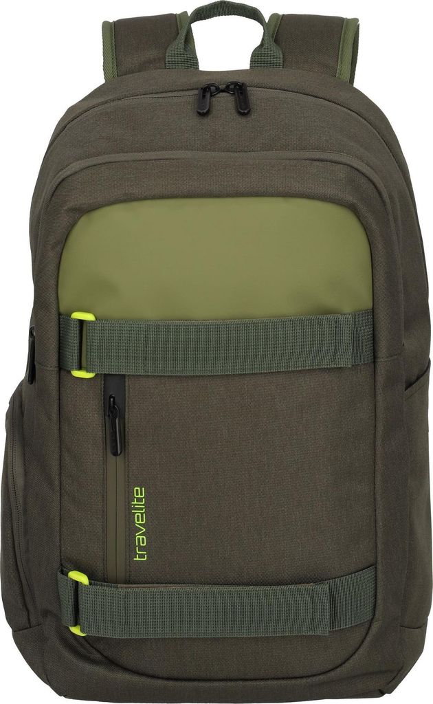 A green backpack is shown against a white background.