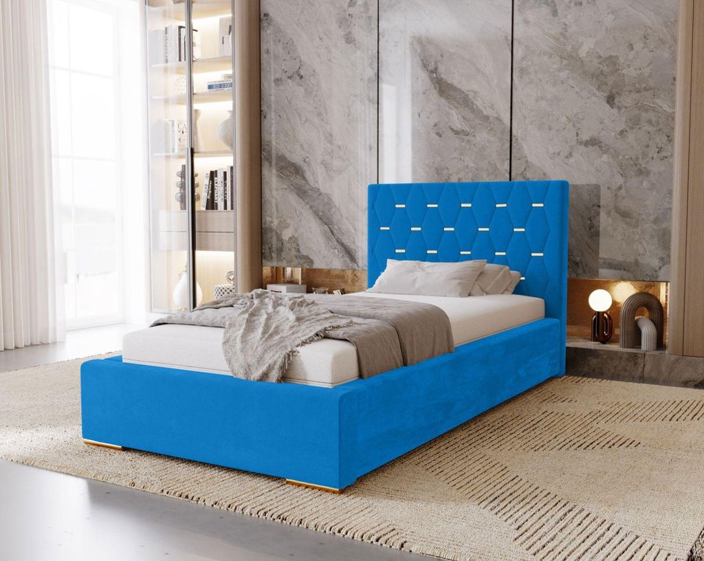Einzelbett 100x200 mit Stauraum DANVILLE 1 - blau 1