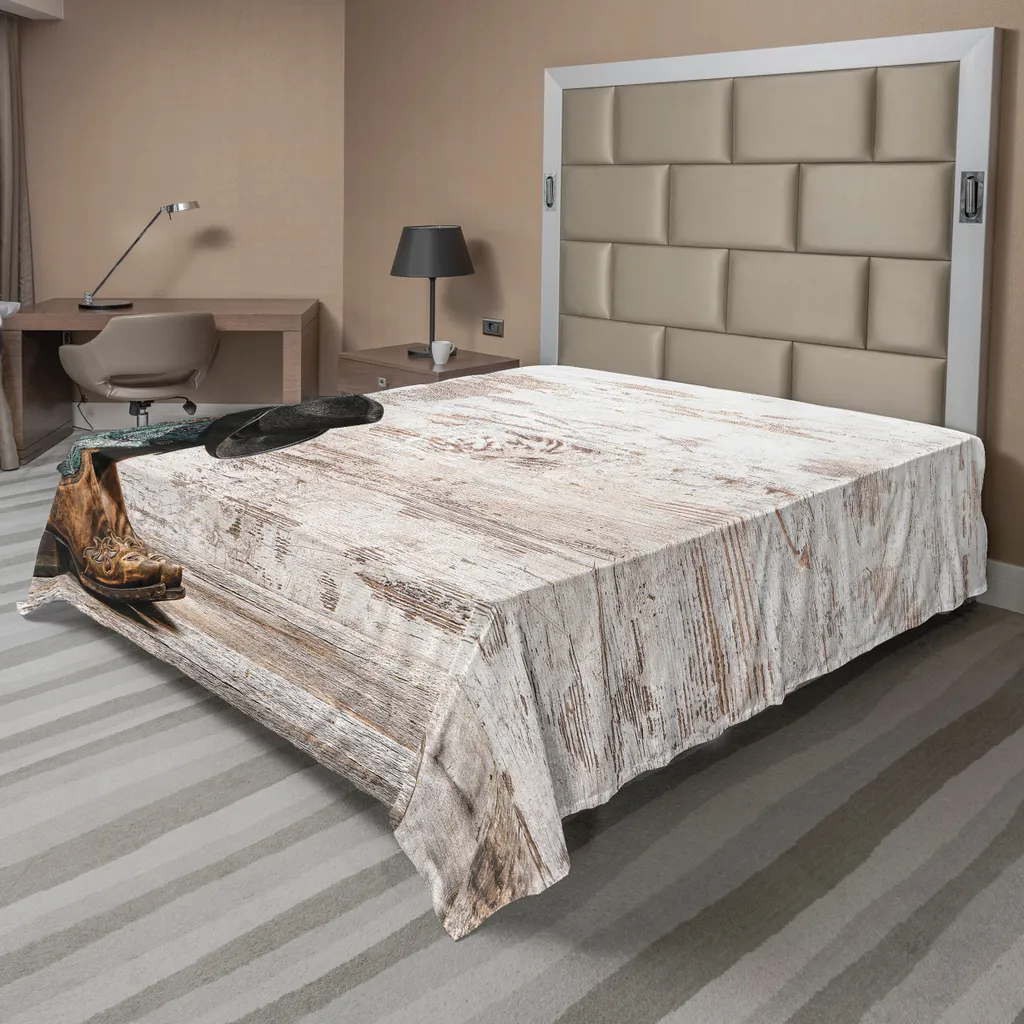 Drap de lit doux en microfibre brossée Imprimé Cowboy Marron 1 pièce