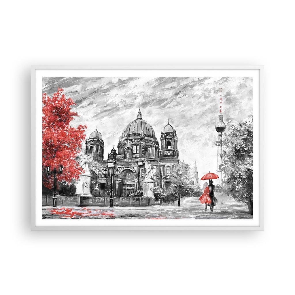 Gerahmtes Poster - Weißer Rahmen - Dom Berlin Liebespaar - 100x70 cm - Wand Bild - Wanddeko - Wandbilder - Kunstposter - Wandposter - Bilderrahmen...