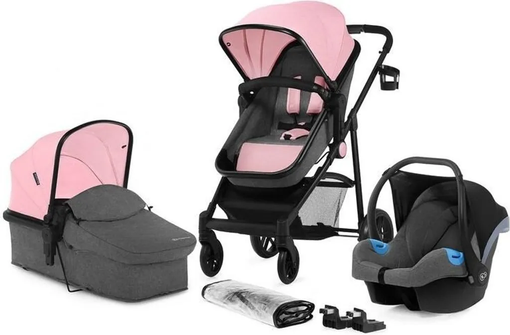 Kinderkraft JULI Poussette Trio 3 en 1 Rose avec Nacelle et Siège Auto