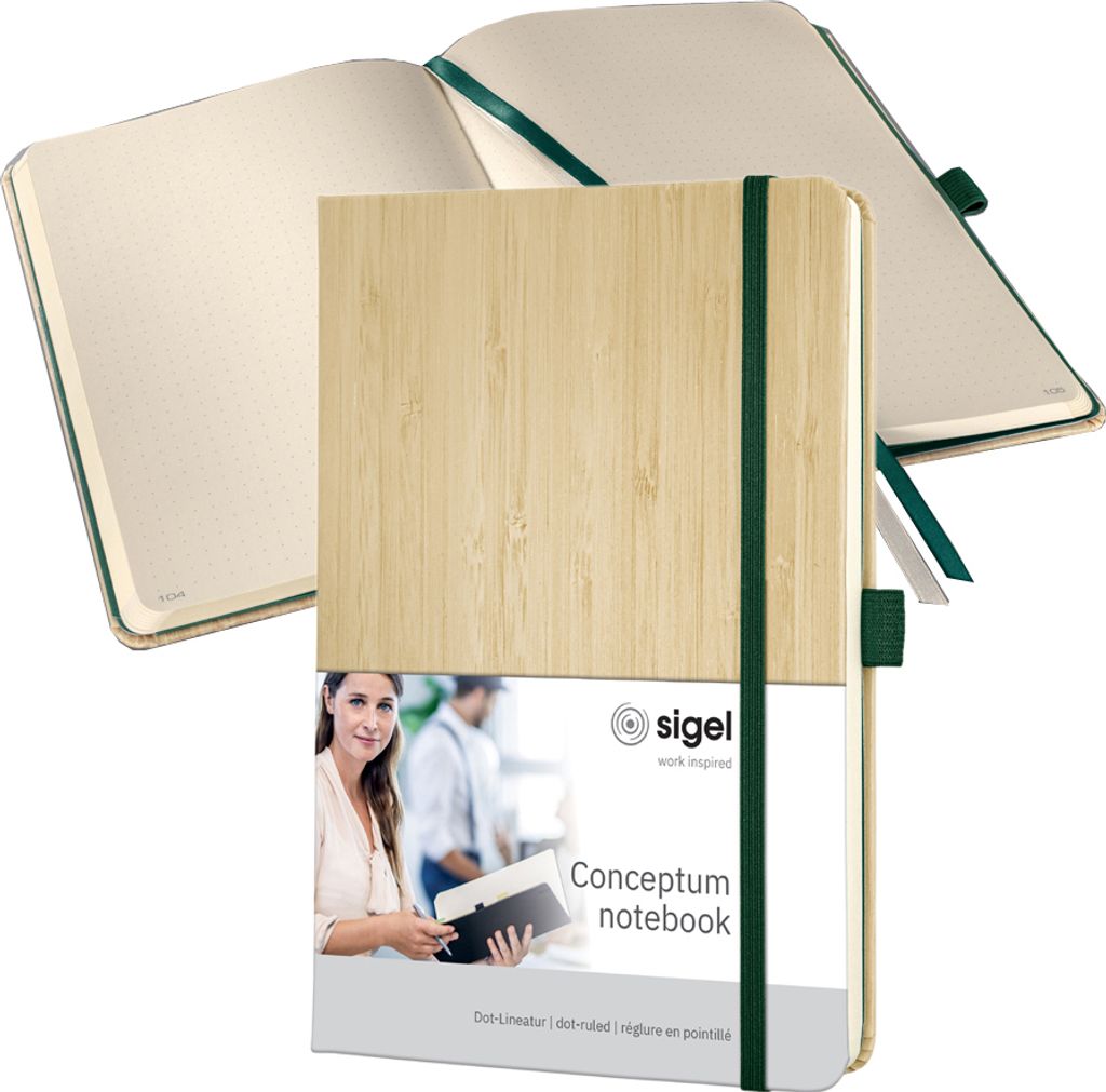 SIGEL CO671 Notizbuch Conceptum - Nature Edition - Bambus - Dot-Lineatur (punktkariert) - ca. A5 - beige - Softcover - 194 S. -