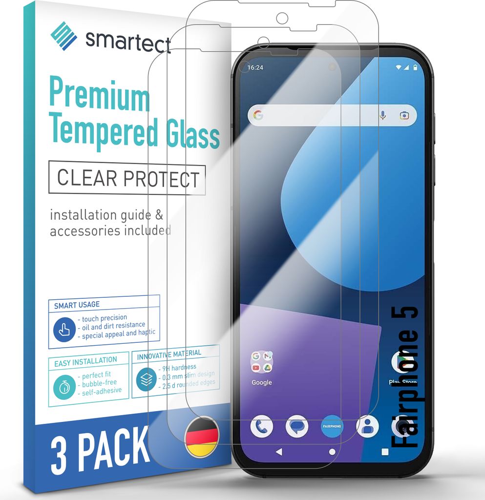 3x Schutzglas Panzerfolie Klar für Fairphone 5 Produktbild 