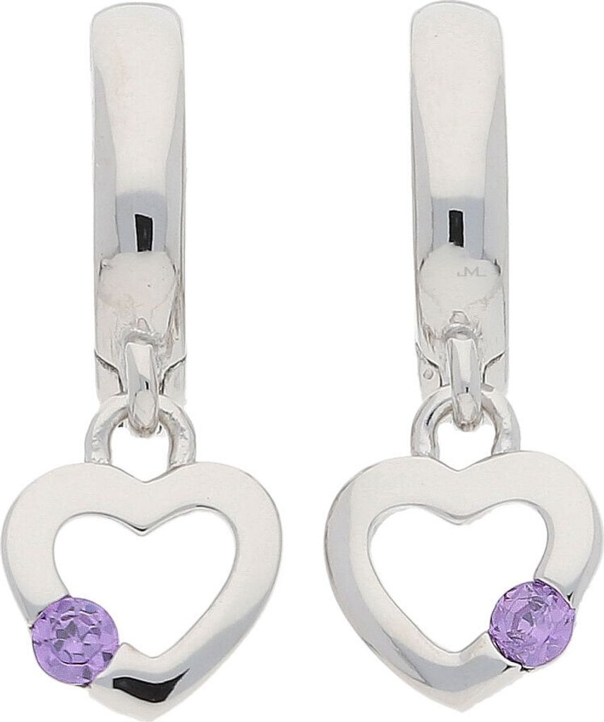 Creolen Silber 925 Zirkonia lila Herz JL10-06-2488 JuwelmaLux