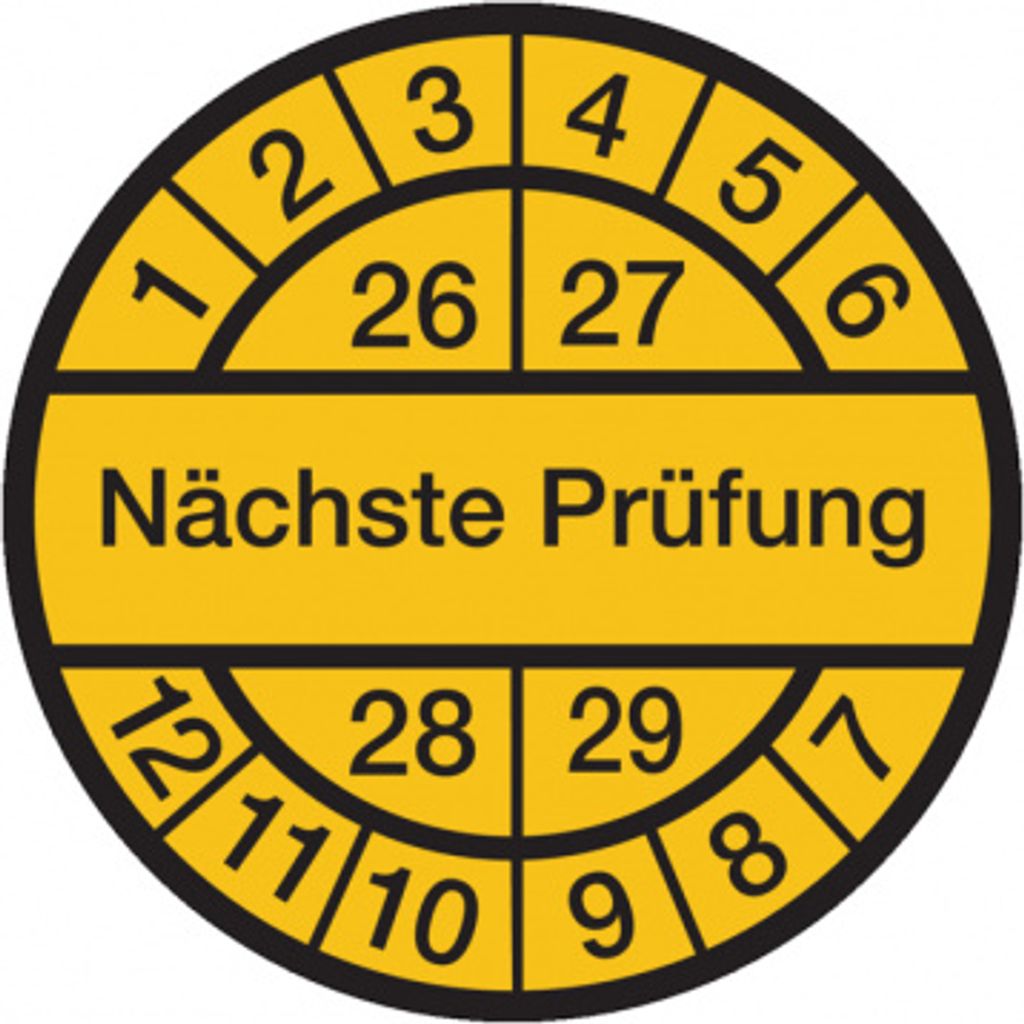 Dreifke Aufkleber Prüfplakette, Nächste Prüfung, schwarz/gelb, Dokumentenfol...