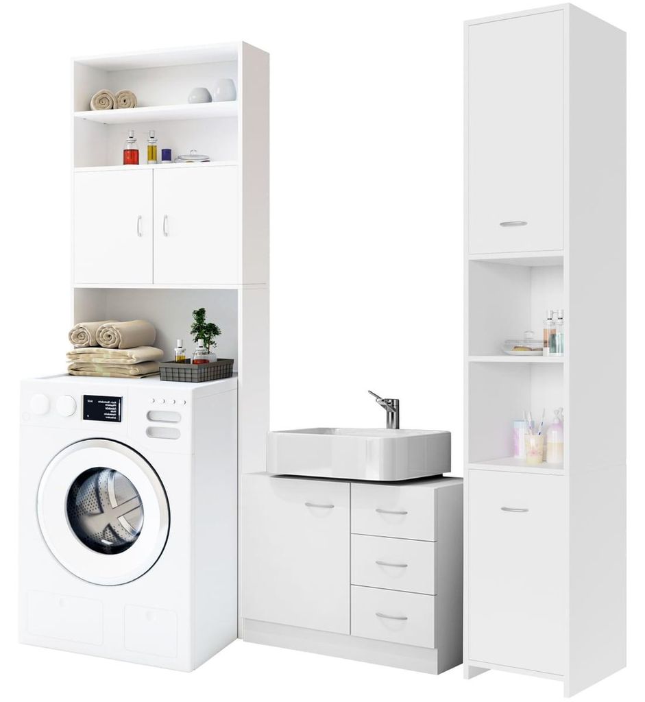 CASARIA® Badmöbel Set 3-tlg Waschbeckenunterschrank mit 3 Produktbild 