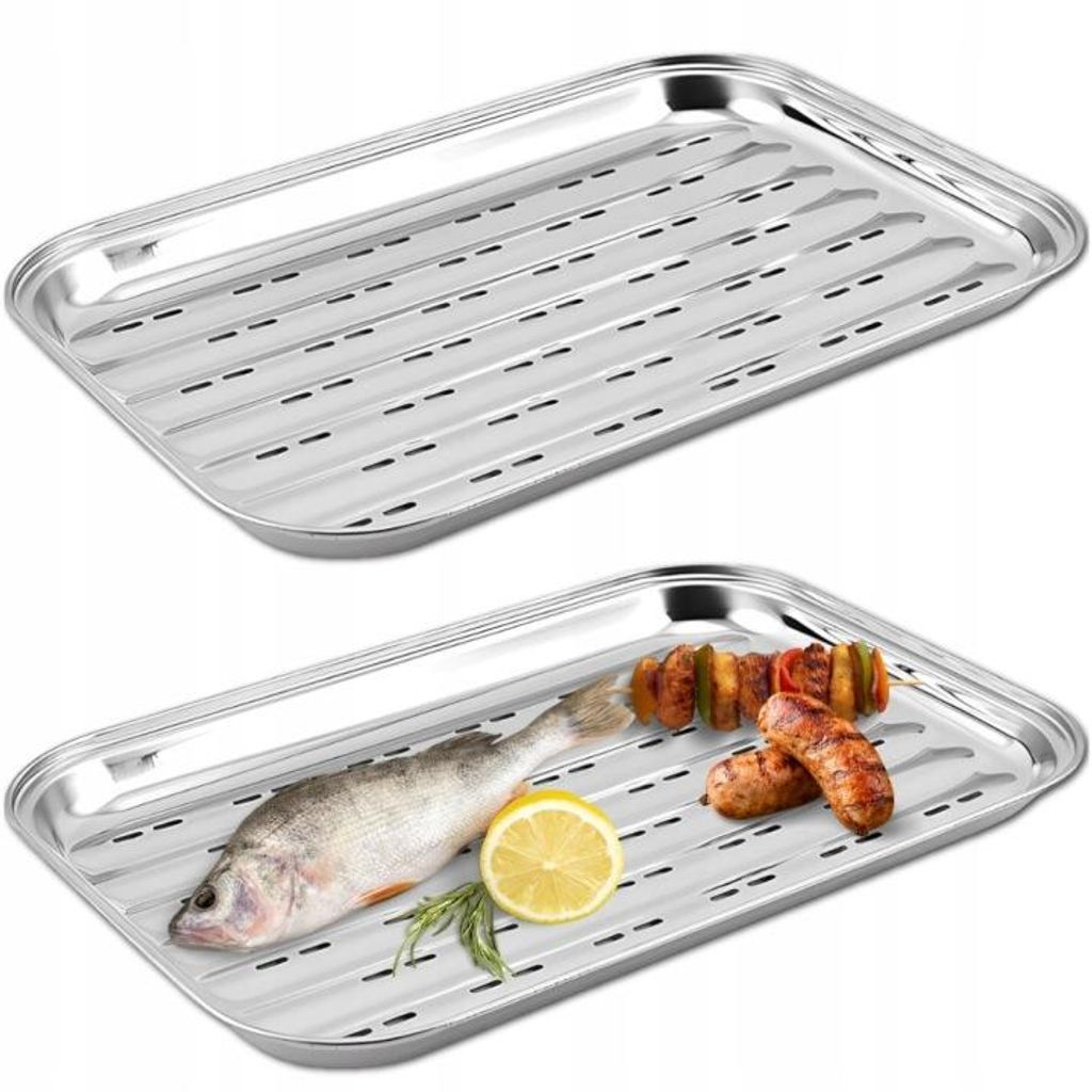 Nerezová grilovacia tácka 34,5 × 24 cm, perforovaná, do Obrázok produktu 