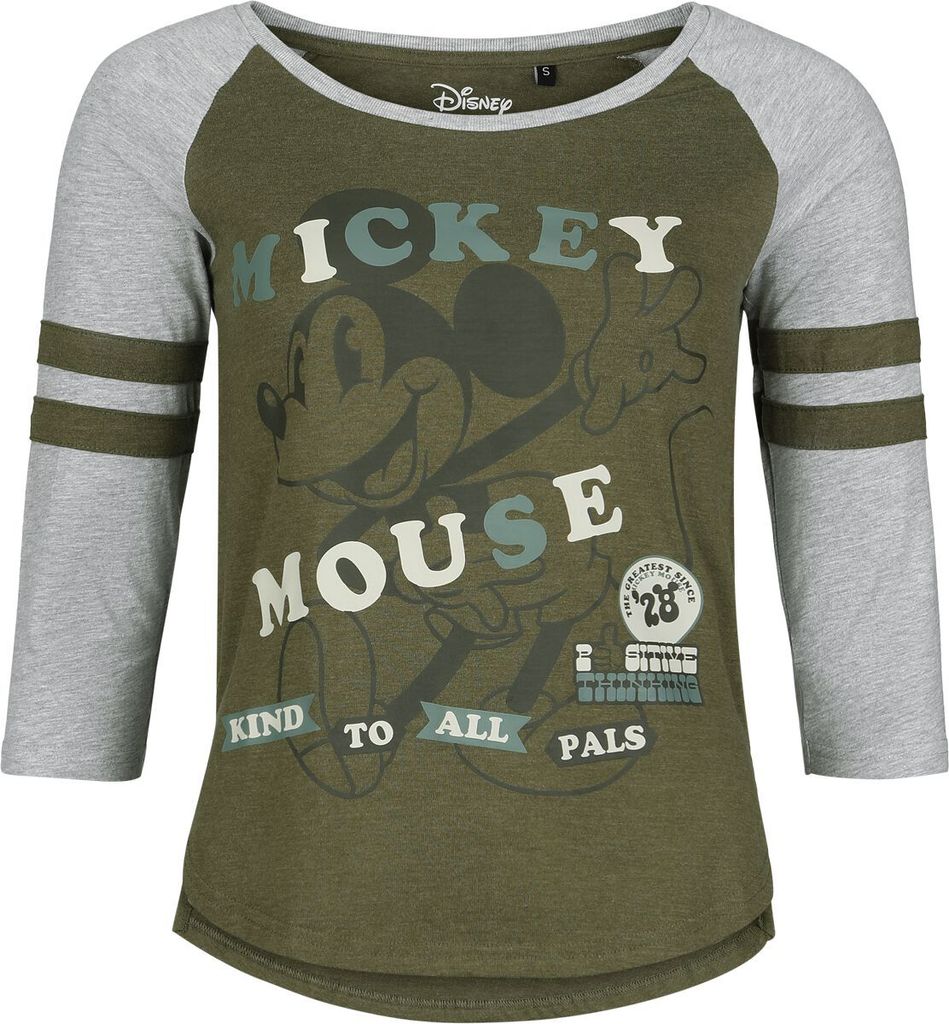 Mickey Mouse Langarmshirt Damen Kind To All Pals grün/grau M
