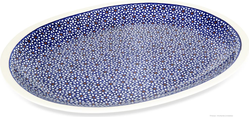 Original Bunzlauer Keramik große ovale Servierplatte Platte Teller 34x26,7x2,8 cm Design 120