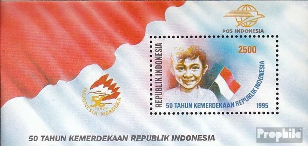 Briefmarken Indonesien 1995 Mi Block100 (kompl.Ausg.) postfrisch 50 Jahre Unabhängigkeit