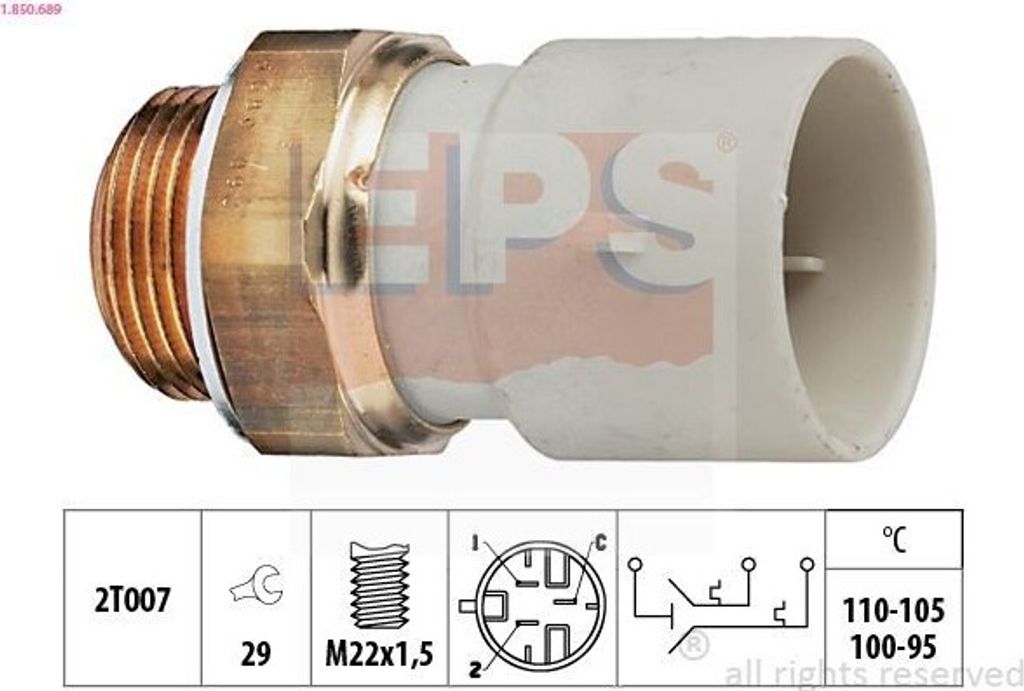 EPS 1.850.689 Temperaturschalter Kühlerlüfter Thermoschalter für OPEL Astra F CC (T92) Astra F Caravan (T92) Corsa A CC (S83) Astra F Limousine ...