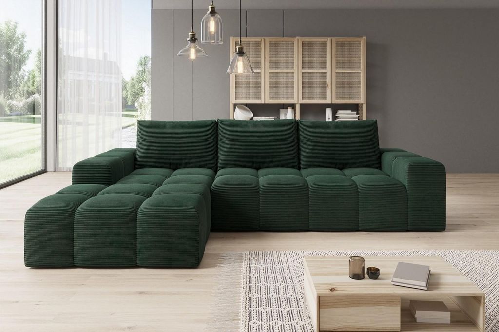 Moebelfest Molli Ecksofa L-Form Linksseitig Grün Cord-stoff Produktbild 
