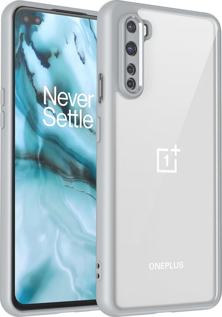 Hülle für OnePlus Nord Transparente Rückseite TPU Bumper Stoßfest Handyhülle Grau