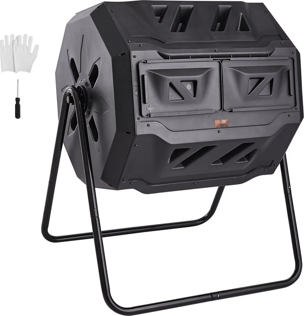 Composteur Tumbler 162,7 L - Bac Rotatif Double Compartiment 50 kg