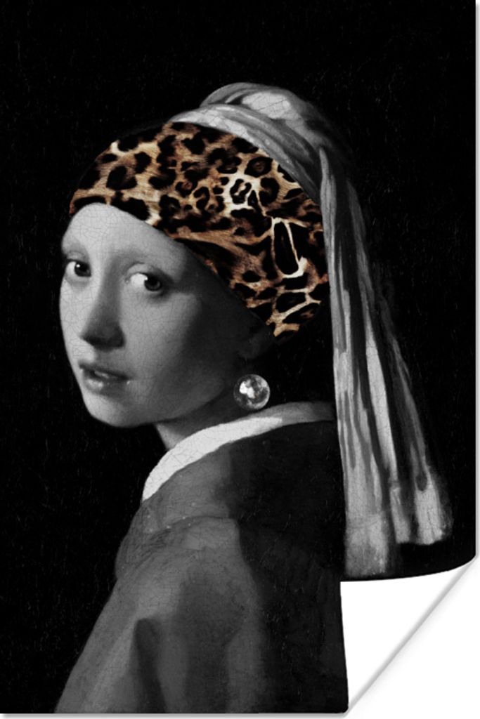 MuchoWow Poster Das Mädchen mit dem Perlenohrring - Johannes Vermeer - Pantherdruck 80x120 cm - Papierdruck