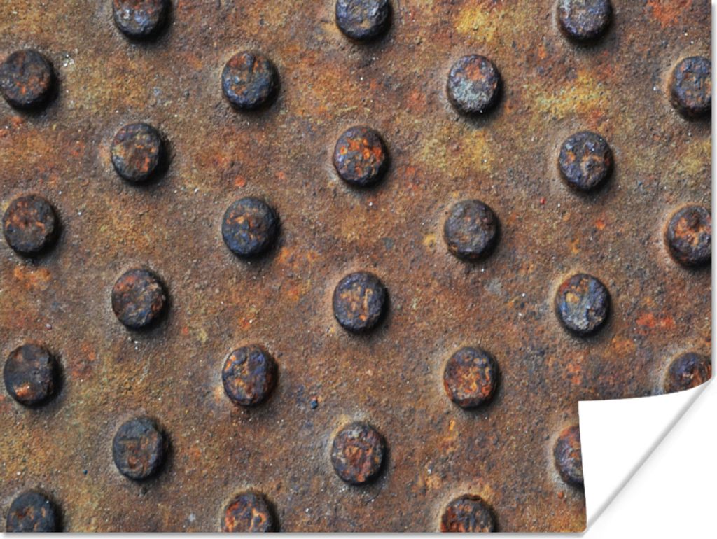 MuchoWow Poster Diamantplatte - Vintage - Rost - Industriell 80x60 cm - Kunst für zu Hause