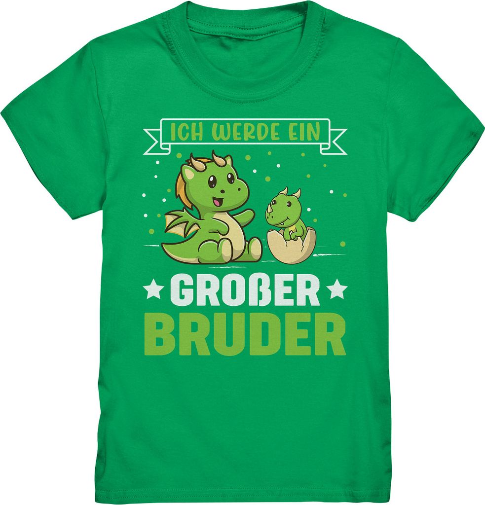 Ich werde ein Großer Bruder Dino Shirt – Kelly Green / Produktbild 