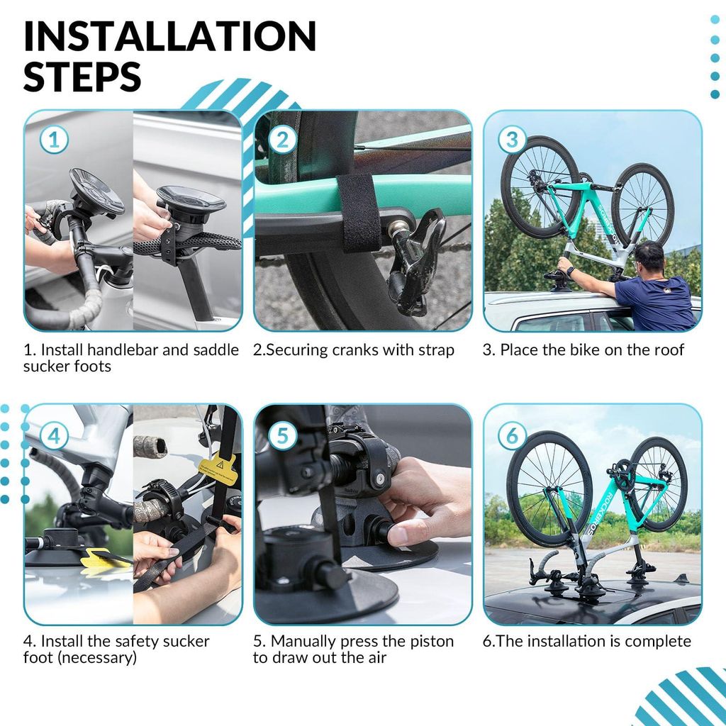 ROCKBROS Porte-vélos pour toit de voiture Montage rapide avec ROCKBROS Porte-vélos pour toit de voiture Montage rapide avec