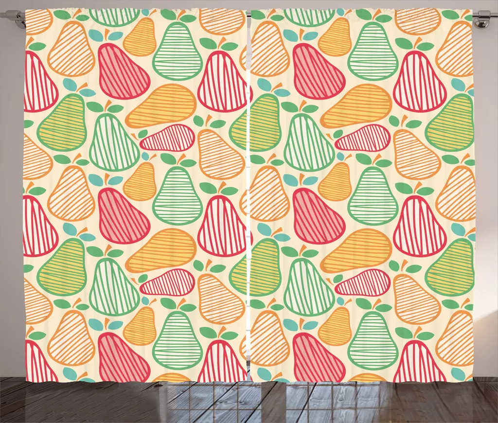 Paire de rideaux de salon universels à motifs poires multicolores 280cm