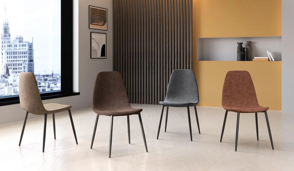 Chaise confortable en simili cuir | Ensemble de 4 chaises robustes