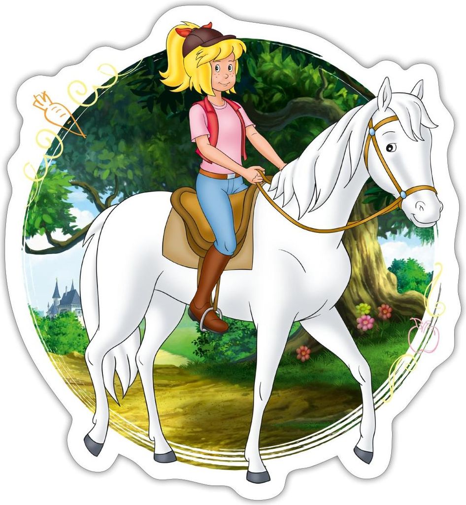 Spreadshirt Bibi Und Tina Ausritt Mit Sabrina Sticker Aufkleber, 10 x 10 cm, Mattweiß
