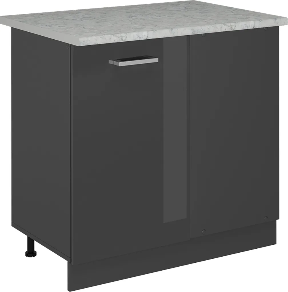 Bas de cuisine d'angle Vicco R-Line 86cm Anthracite et Marbre Chic