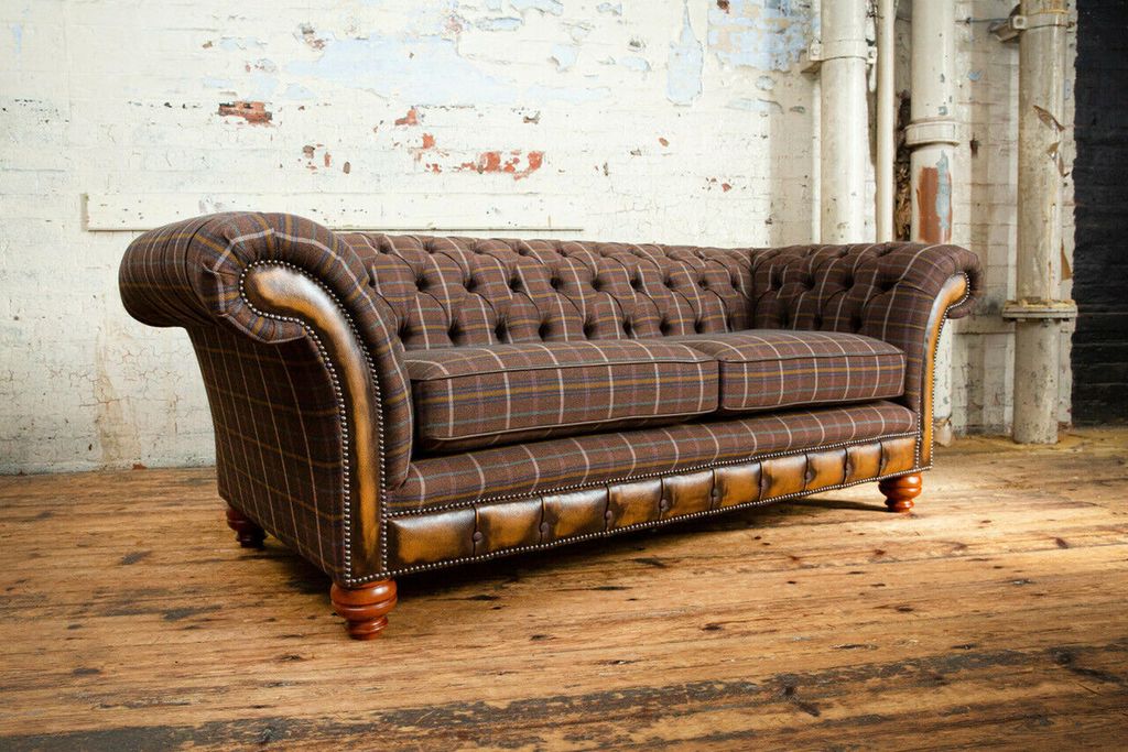 klassische Chesterfield Sofa 3 Sitzer Design Sofas Polster Couchen Leder Braun