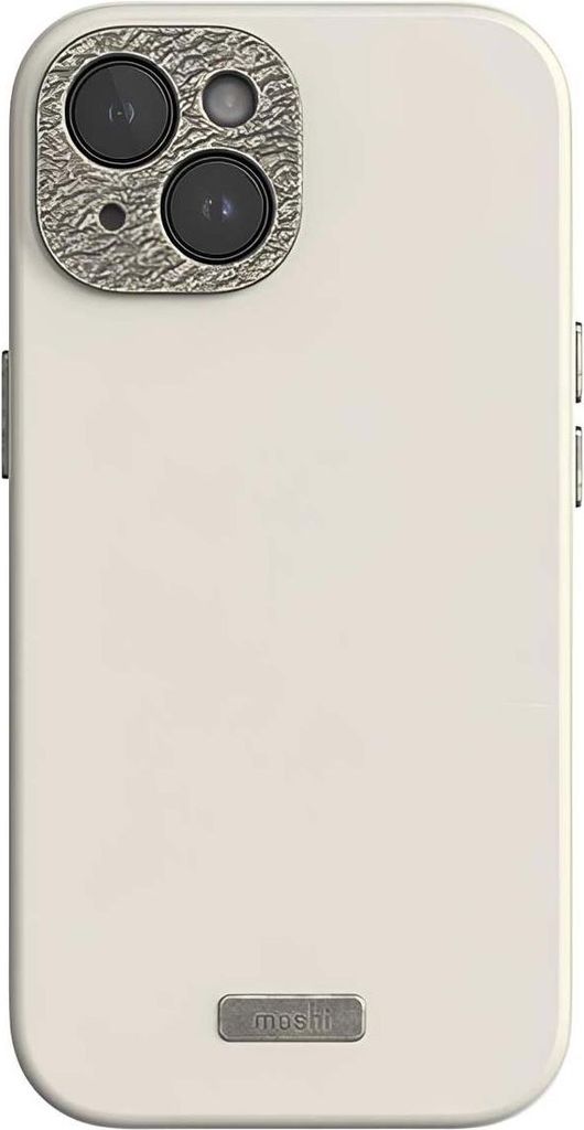 Moshi, MagSafe Hülle iPhone 15 Modell Nappa extra robust, Gelbgrau