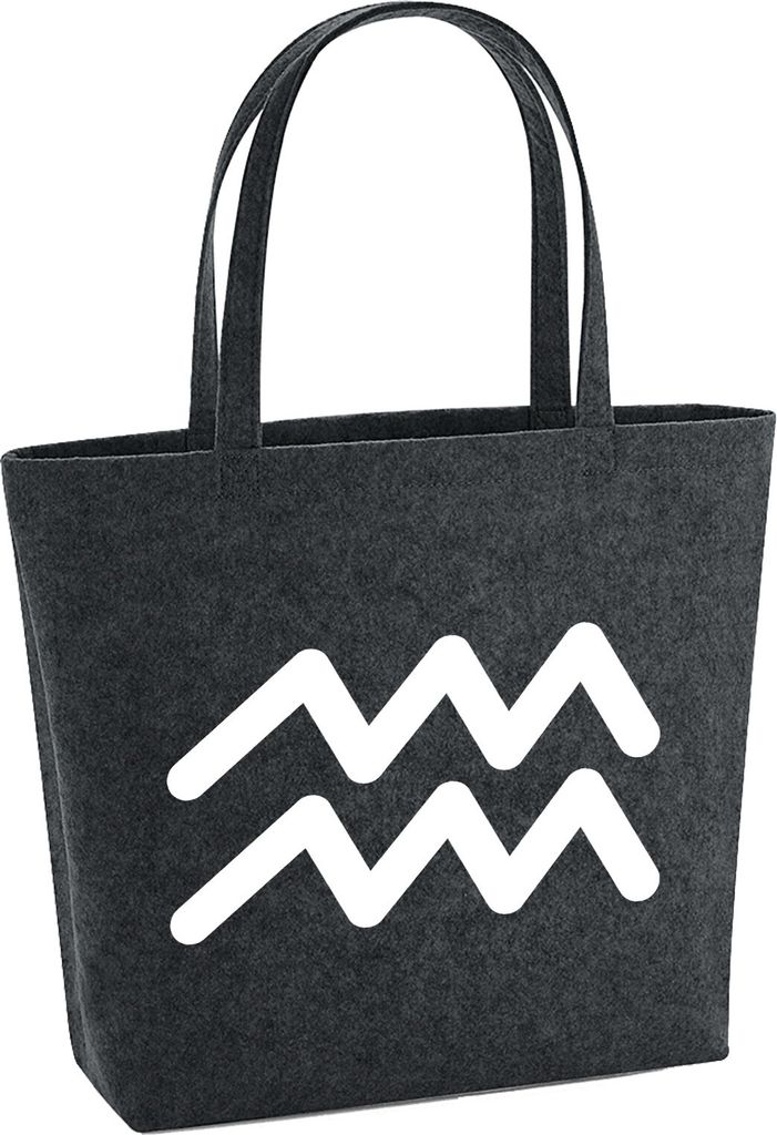 Huuraa Filzshopper Wassermann Sternzeichen Zeichen 22 Liter Charcoal Melange Filztasche Geschenkidee